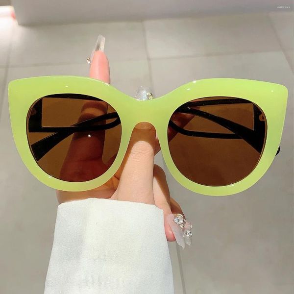 Lunettes de soleil Kammpt Vintage Cat Eye Tendance Style coréen Candy Couleur Lunettes 2024 Élégant Surdimensionné UV400 Protection Shades