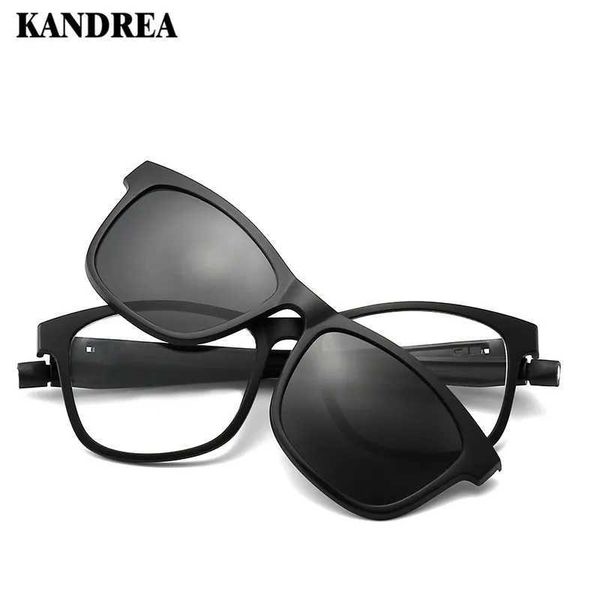 Gafas de sol KANDREA 2020 1+5 clip Tr90 Gafas de sol cuadradas para mujer Clip magnético Gafas de doble propósito Moda Hombre Gafas de sol de conducción YQ240120