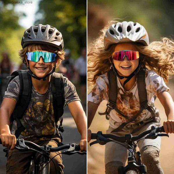 Lunettes de soleil Kapvoe Childrens Bicycle MTB Pêche Sports Lunes UV400 Camping Goggles Boys and Girls Outdoor Q240410