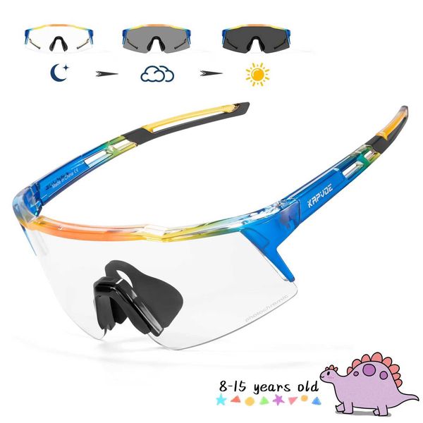 Lunettes de soleil Kapvoe lunettes de soleil photochromiques pour enfants Protection UV400 lunettes de cyclisme de Sport enfants garçons filles lunettes de vélo de mode lunettes de vélo 240401