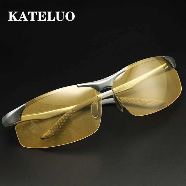 Lunettes de soleil Kateluo Anti Éclat Day and Night Vision Vision Lunes Jaunes pour conduire Men Lunettes de soleil photoélectriques avec objectif polarisé K2173XW