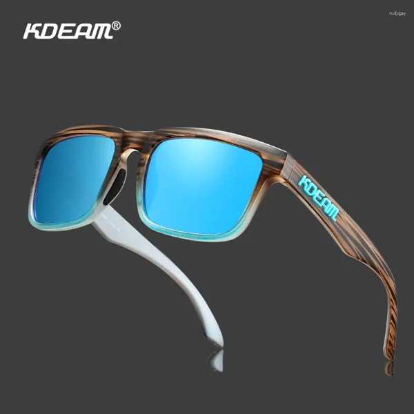 Gafas de sol Kdeam 2024 Square Men's polarizados al aire libre Cubra de estilo de vida Camas de sol con caja