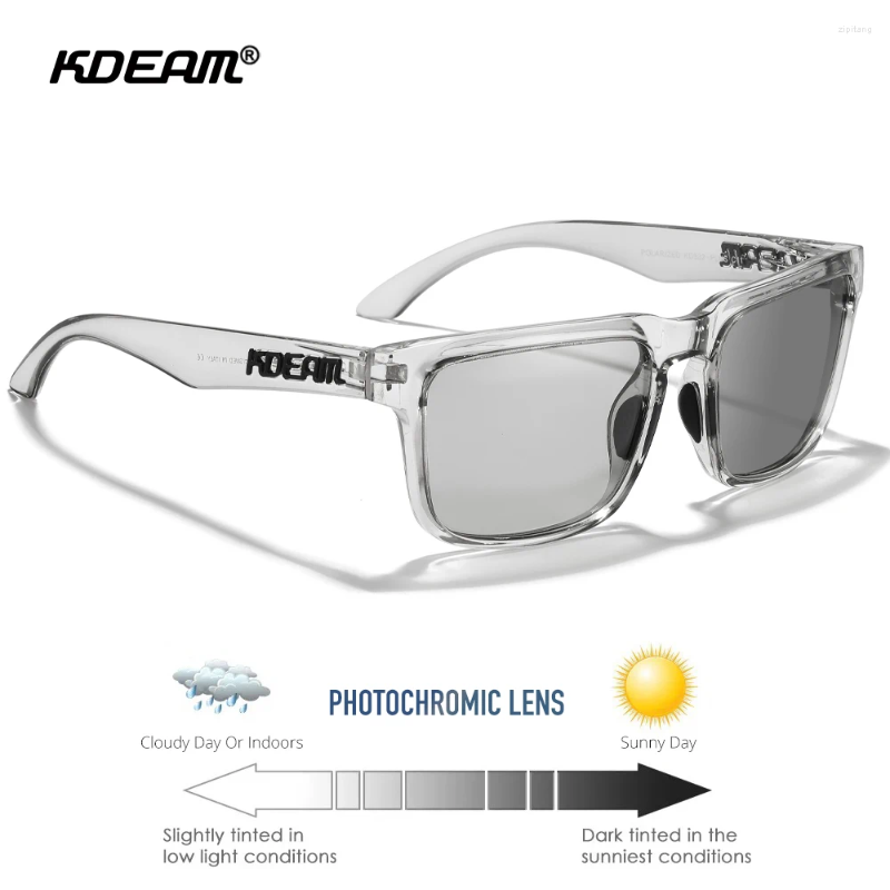 Sunglasses KDEAM Large Size Men's Polarized Pochromic Night Vision Oversized Sun Glasses Fashion Women Shades Width 154mm