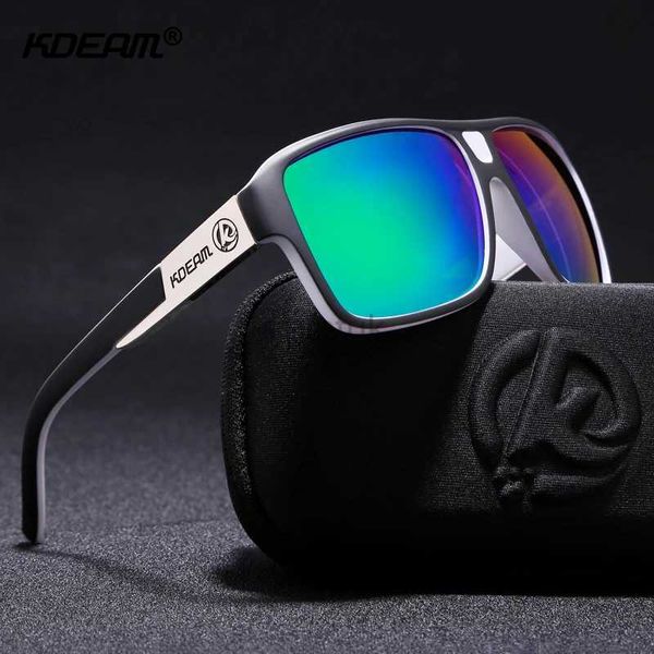 Lunettes de soleil KDEAM Nouveau miroir Lunettes de soleil Men Sports Eyewear Femmes Polarized Big Size Sun Gernes UV400 Protection avec Hard Case KD520 240412