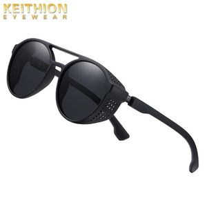 Lunettes de soleil keithion polarisée steunpunk vintage avec boucliers latéraux hommes femmes marques verres de soleil nuances uv400332r