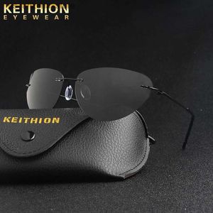 KEITHION The Matrix Neo Costume Zonnebril Mannen Vrouwen Ultralicht Metaaldraad Frame Gepolariseerde Kleine Ovale Randloze Bril Q240102