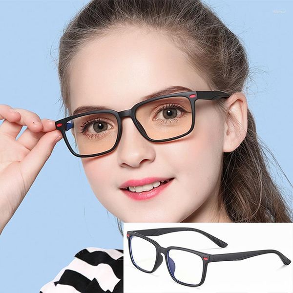 Lunettes de soleil enfants anti-lumière bleue lunettes d'ordinateur TR90 garçons filles lunettes de jeu carrées transparentes enfants bébé UV400 lunettes Oculos