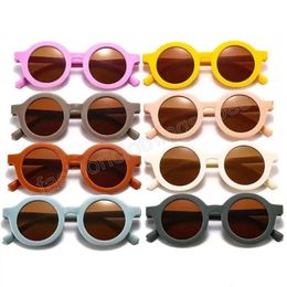 Gafas de sol Gafas de sol de diseñador para niños Espejo infantil Gafas de protección solar Color caramelo Sólido Marco redondo retro Gafas para niños Niñas Accesorios de moda