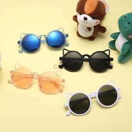 Zonnebrillen kinderen zonnebrillen merk kat oogkinderen stevige kleur bril UV400 lens schattige baby anti-glare trendy boy girl sun glazen 24416