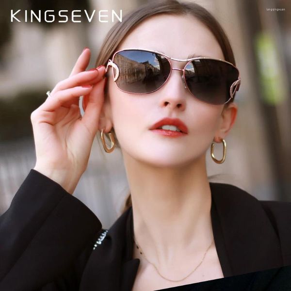 Lunettes de soleil Kingseven 2024 Brand Fashion Polarisée Femmes Gradient UV400 Protection Lens Eyewear High Quality Ladies Gafas de Sol