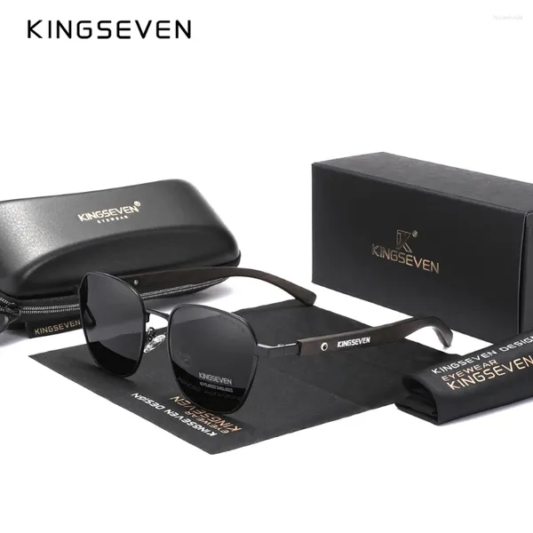 Gafas de sol Kingseven 2024 Moda polarizadas UV400 para hombres Lentes ópticas de madera Protección para mujeres Marcos de anteojos de alta calidad