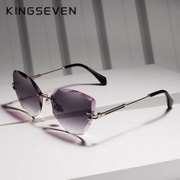 Gafas de sol KINGSEVEN DESIGN Fashion Lady Gafas de sol Rimles Vintage Alloy Frame Classic Brand Designer Shades Oculo 231130