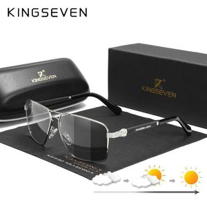 Zonnebrillen Kingseven Design zonnebril voor mannen/vrouwen Nieuwe gepolariseerde UV400 Coating Optische lens Auto Reset Square frame Rijen Eyewear G240529