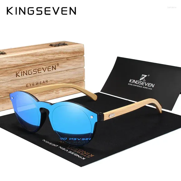 Gafas de sol Kingseven para hombres Mujeres Gafas de bambú Diseñador de marca Original Wood Polaized UV400 Eyewear de protección ocular