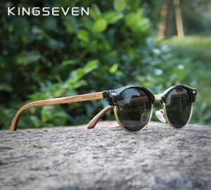 Lunettes de soleil Kingseven Handmade High Quality Black Noyer Wood Men Femmes Polaris Mirror Sun Verres masculines UV400 Nuances 2302114978468