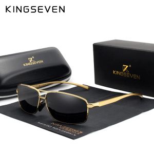 Zonnebrillen Kingseven Men gepolariseerde zonnebrillen Vintage UV400 Optica Eyewear Protection retro merkontwerper Square Classic Shades Sun Glass