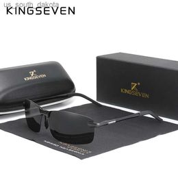 Lunettes de soleil KINGSEVEN NOUVELLE mise à niveau mode hommes lunettes de soleil en aluminium polarisées sans monture conception simple conduite lunettes de soleil marque hommes UV400 L230523