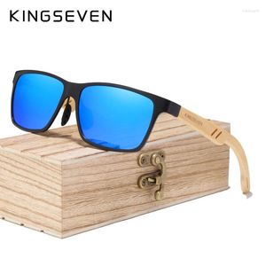 Lunettes de soleil Kingseven Polaris Aluminium for Men Bamboo Natural Wooden GownmmAved Gifts Fashion UV400 Eyewear Women Glasse