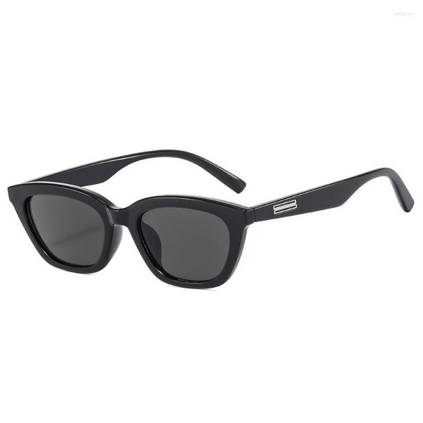 Lunettes de soleil coréenne Style œil de chat femmes petit Rectangle lunettes de soleil rétro noir lunettes Design femme extérieur nuances