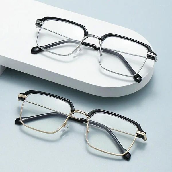 Lunettes de soleil Style coréen demi-monture en métal lunettes de lecture Anti-lumière bleue Protection des yeux lunettes hommes femmes carrées