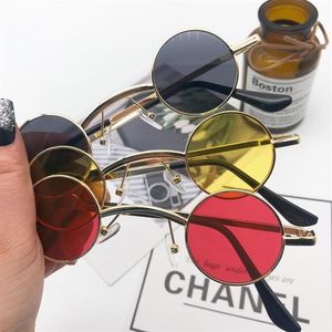 Zonnebrillen Koreaanse stijlronde voor vrouwelijke merkontwerper Vintage Small Frame Sun Glasses Fashion Retro Drive Eyewear UV400285E