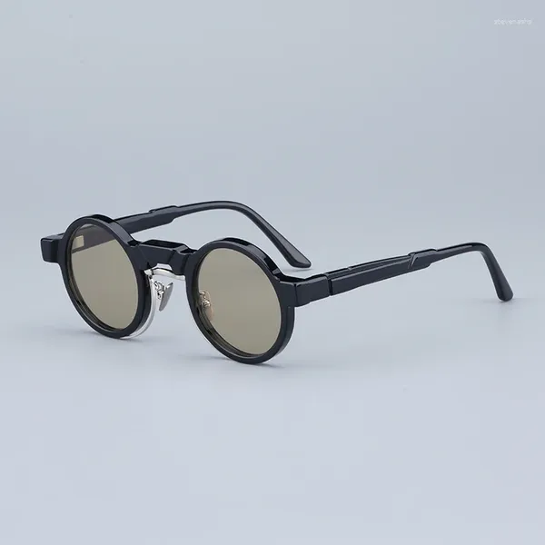 Lunettes de soleil Kub Maske N3 rondes mat noir optique hommes mode original classique designer acétate lunettes solaires avec emballage