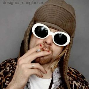 Zonnebril Kurt Cobain Retro Ovale Zonnebril Man Vintage Modemerk Zonnebril Klassiek Wit Zwart Lentes De Sol MujerL231214