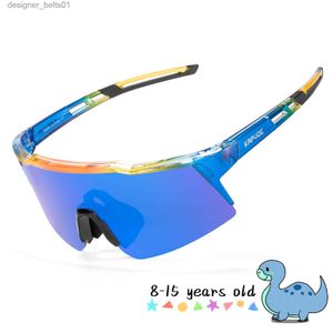 Lunettes de soleil KVOE Kids Cycling Sunglasses Child Camping Bicycle Lunes UV400 Boys Bike Eyewear Girls Outdoor Girls Mtb Fishing Sport Gogglesl231218