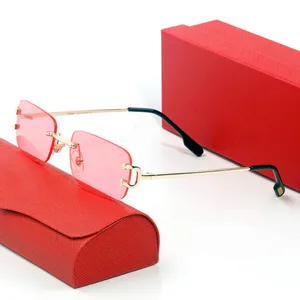 lunettes de soleil dames designers lunettes carti léopard tête métal 50708 0080 3132016 cadre optique sans monture classique rectangle carré luxe or parasol lunettes de soleil