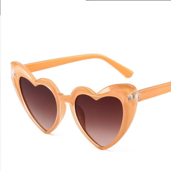 Lunettes de soleil dames en forme de coeur en plastique femmes marque Designer mode sans monture amour clair océan lentilles lunettes de soleil en gros lunettes de soleil