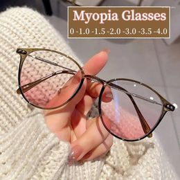 Zonnebril Dames Luxe Design Gradiënt Roze Lens Bijziendheid Galsses Hoge kwaliteit Bijziend Brillen Damesmode Minus Dioptrie Brillen