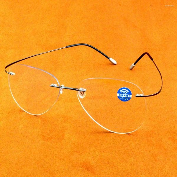 Lunettes de soleil grand cadre pilote B titane seulement 2G bombe ultra-légère hommes femmes lunettes de lecture sans monture 0,75 1 1,25 1,75 à 4