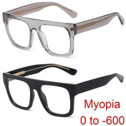 Lunettes de soleil Grand carré Myopie Lunettes de lecture Hommes Femmes Marque Designer Vintage Lunettes surdimensionnées Cadre myope 0 à -6 03255