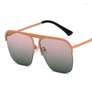 Zonnebril Nieuwste versie Dames Half Frame Metalen Stijl Trend Mode Lak Zonnebril Dames UV-bescherming Brillen