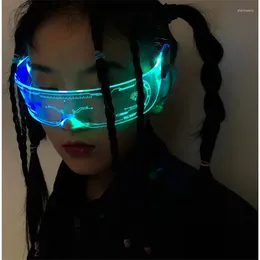 Lunettes de soleil LED Lumineux Cyberpunk Femmes Pour Hommes Lunettes de soleil Marque Designer Tendance Punk Steampunk Light Up Lunettes colorées UV400