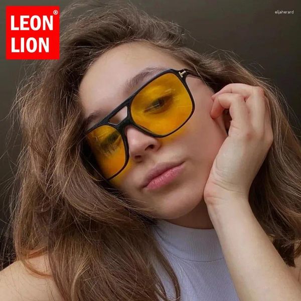 Gafas de sol Leonlion Punk Women Doble Beam Vintage Sun Glasses Brand Simple 2024 Eyewear Gafas de Sol Hombre