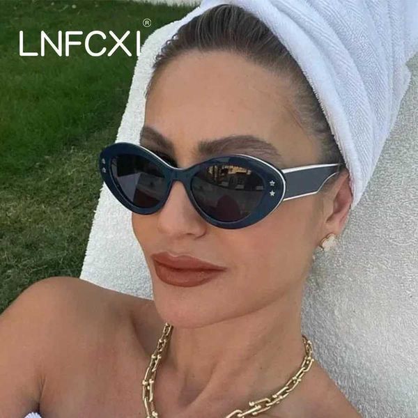 Lunettes de soleil LNFCXI Lunettes de soleil ovales pour femmes Retro Star Brand Design Sunvisors Fashion Cat Eye Lunettes de soleil OCULOS DE SOL UNISEX J240328