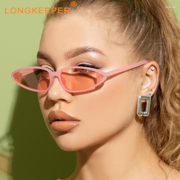 Lunettes de soleil LongKeeper mode petit œil de chat femmes 2023 Vintage étroit bonbons lentille lunettes pour femme voyage