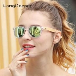 Lunettes de soleil LongKeeper polarisé bois bambou lunettes de soleil femmes marque Design hommes réel bras en bois lunettes de soleil miroir lentille Gafas de sol YQ240120