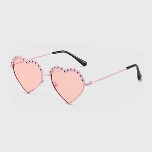 Zonnebril Liefde Hart Metalen Kinderen Zonnebril voor Meisjes Groot Frame Schattige Baby Hart Zonnebril Kinderen Gafas De Sol Peuter Eyewear Glas 230701