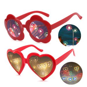 Zonnebril Liefde Hartvormig Speciale effecten Bril Kijk hoe de lichten 's nachts veranderen in hartvorm Diffractie Mode 230418