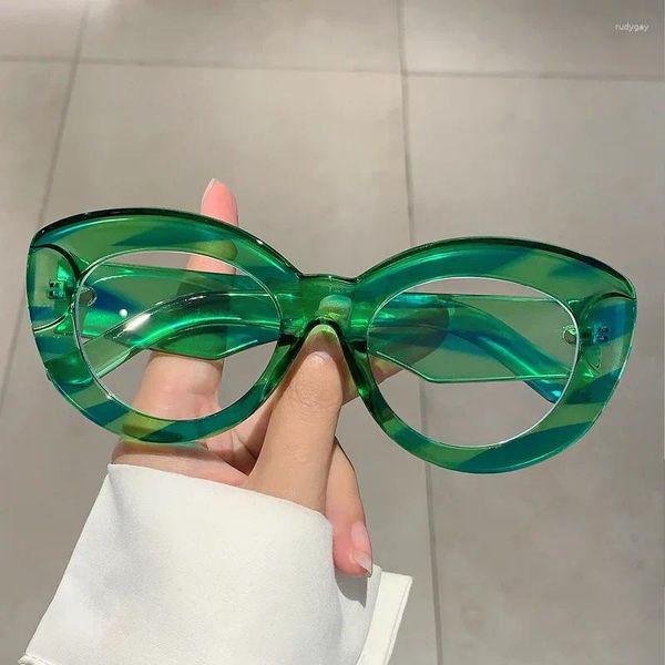 Gafas de sol de lujo anti luz azul óptica verde gafas de ojo de gato mujeres vintage marca diseñador miopía prescripción sexy damas gafas marco