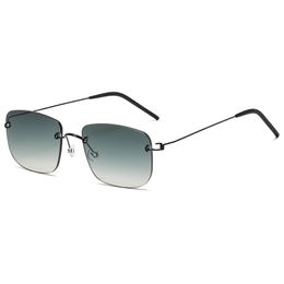 zonnebrillen luxe merk mode vierkante randloze rechthoek zonnebril getinte frameloze brillen vintage transparante retro spiegel drijven vissen UV -bescherming