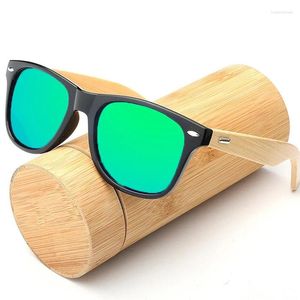 Lunettes de soleil de luxe Business Non polarisées Hommes Femmes Cadre rond UV400 Sports Lunettes de soleil Vintage en bois Bambou Anti-éblouissement Lunettes