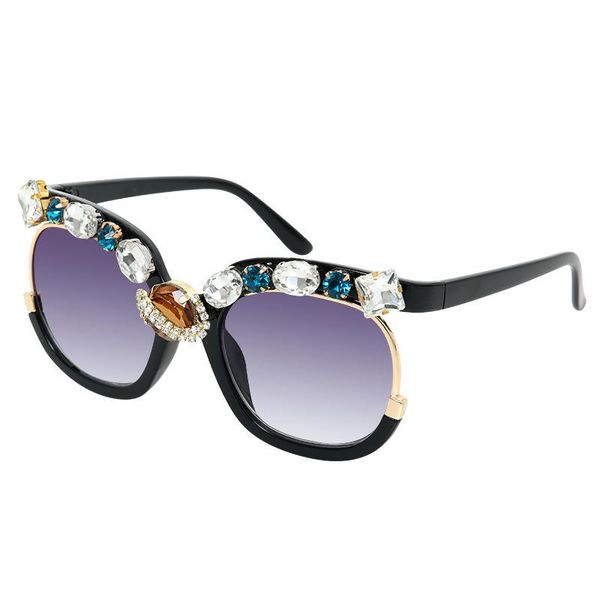 Gafas de sol Luxury Crystal Square Big Vapor Punk Mujeres Diamantes Sun Gasas Damas Mirror de la marca Unisex Señas Oculos GafassungLasses