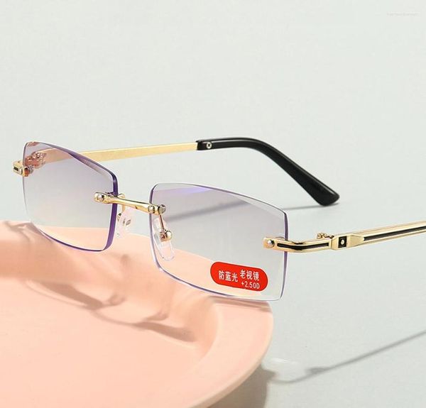 Lunettes de soleil de luxe diamant coupe ultralégère lunettes de lecture femmes hommes sans monture de haute qualité cadre anti Blu Ray mode 1 1,5 à 4