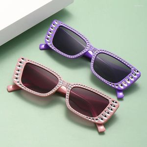 Gafas de sol de lujo con diamantes para mujer, gafas de sol cuadradas de diseñador de marca Retro, gafas rectangulares INS para hombre y mujer