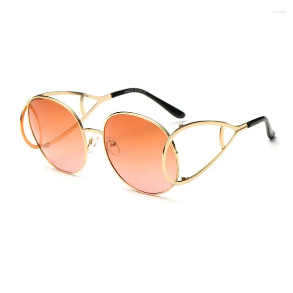 Gafas de sol de lujo para mujer, lentes de sol redondas redondas de marca de diseñador para mujer, montura única para gafas de sol, óptica transparente Victorylip 2023