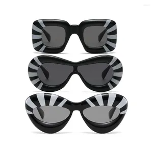 Zonnebril Luxe Opgeblazen Cateye Uniek Trendy Plastic Schattig Hip Hop 2024 Zebra Cat Eye Lentes De Sol Gafas Opblaasbare zonnebril