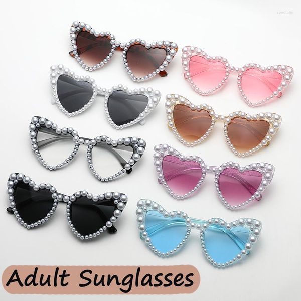 Gafas de sol de lujo con perlas para mujer, marco de Metal a la moda, gafas de sol redondas de diseñador de marca con degradado de imitación UV400
